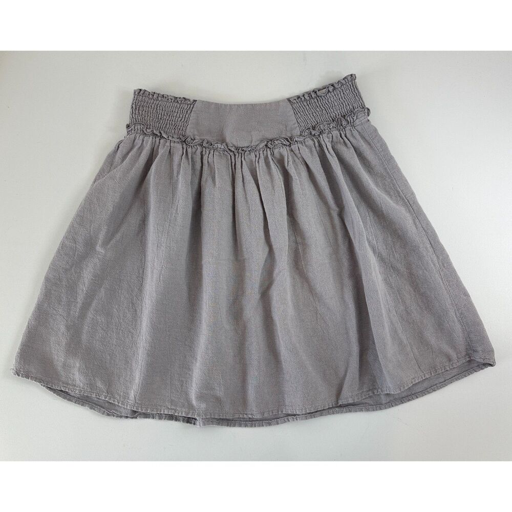 Mimi Chica Women's Pull On Smocked Waistband Skirt Gray Cotton Size XS